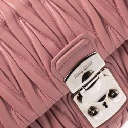 Pre Owned Miu Miu Pink Matelasse Leather Crossbody Bag