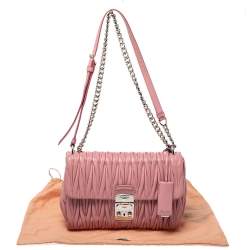 Pre Owned Miu Miu Pink Matelasse Leather Crossbody Bag