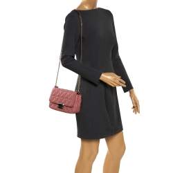 Pre Owned Miu Miu Pink Matelasse Leather Crossbody Bag