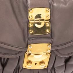 Miu Miu Taupe Matelasse Leather Coffer Hobo