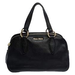 Miu Miu Black Leather Vitello Phenix Satchel