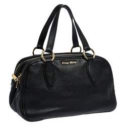 Miu Miu Black Leather Vitello Phenix Satchel