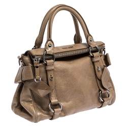 Miu Miu Light Brown Vitello Leather Bow Satchel