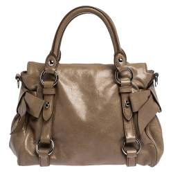 Miu Miu Light Brown Vitello Leather Bow Satchel