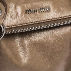 Miu Miu Light Brown Vitello Leather Bow Satchel