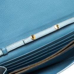 Miu Miu Blue Leather Flap Wallet On Chain