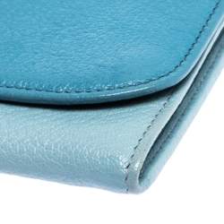 Miu Miu Blue Leather Flap Wallet On Chain