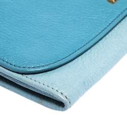 Miu Miu Blue Leather Flap Wallet On Chain