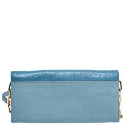 Miu Miu Blue Leather Flap Wallet On Chain