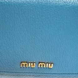 Miu Miu Blue Leather Flap Wallet On Chain