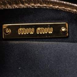 مملوكة مسبقًا Miu Miu White/Metallic Peach Leather Madras Tote