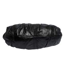 Pre Owned Miu Miu Black Pleated Leather Buckle Hobo