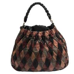 Miu Miu Multicolor Patchwork Leather Harlequin Hobo