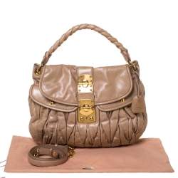 Miu Miu Beige Matelasse Leather Coffer Hobo