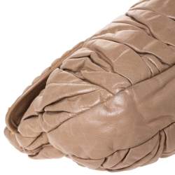 Miu Miu Beige Matelasse Leather Coffer Hobo