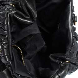 Pre Owned Miu Miu Black Matelasse Leather Hobo