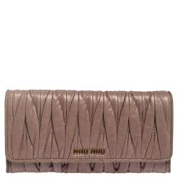 Miu Miu Old Rose Matelassé Leather Continental Wallet