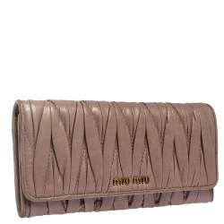 Miu Miu Old Rose Matelassé Leather Continental Wallet