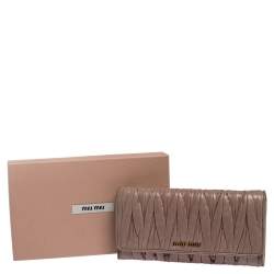 Miu Miu Old Rose Matelassé Leather Continental Wallet