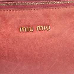 Miu Miu Peach Vitello Lux Leather Pochette Bag