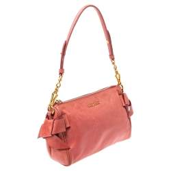 Miu Miu Peach Vitello Lux Leather Pochette Bag