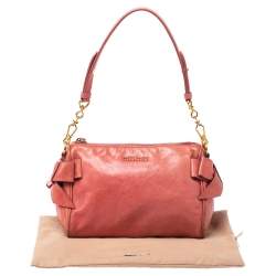 Miu Miu Peach Vitello Lux Leather Pochette Bag