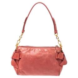 Miu Miu Peach Vitello Lux Leather Pochette Bag