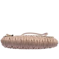 Pre Owned Miu Miu Pale Pink Matelasse Leather Fold Over Clutch Bag