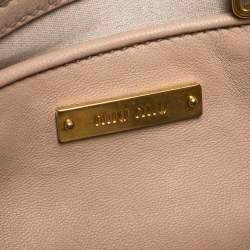 Pre Owned Miu Miu Pale Pink Matelasse Leather Fold Over Clutch Bag
