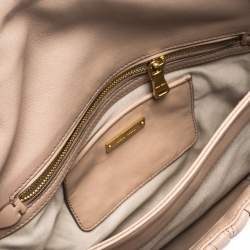 Pre Owned Miu Miu Pale Pink Matelasse Leather Fold Over Clutch Bag