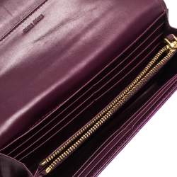 Miu Miu Purple Crocodile Effect Patent Leather Flap Continental Wallet