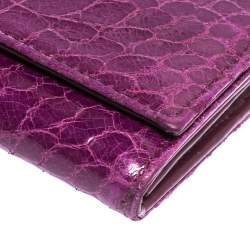 Miu Miu Purple Crocodile Effect Patent Leather Flap Continental Wallet