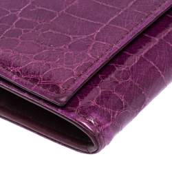 Miu Miu Purple Crocodile Effect Patent Leather Flap Continental Wallet