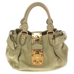 مملوكة مسبقًا Miu Miu Mint Green Leather Bow Satchel