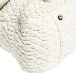 Miu Miu White Matelassé Leather Turn Lock Tote