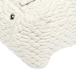 Miu Miu White Matelassé Leather Turn Lock Tote
