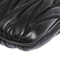 Pre Owned Miu Miu Black Matelasse Leather Clutch Bag
