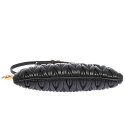 Pre Owned Miu Miu Black Matelasse Leather Clutch Bag