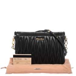 Pre Owned Miu Miu Black Matelasse Leather Clutch Bag