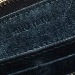 Miu Miu Deep Green Matelassé Leather Continental Zip Wallet