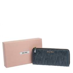 Miu Miu Deep Green Matelassé Leather Continental Zip Wallet