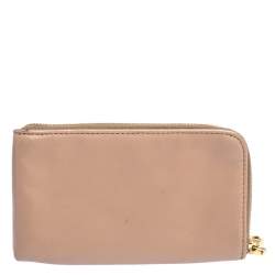 Miu Miu Beige Leather Studded Zip Wallet