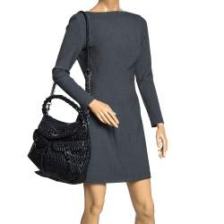 Miu Miu Black Matelasse Leather Turnlock Flap Hobo