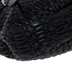 Miu Miu Black Matelasse Leather Turnlock Flap Hobo