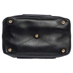 Miu Miu Black Soft Leather Push Lock Top Handle Bag
