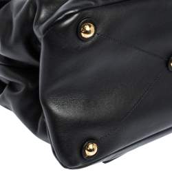 Miu Miu Black Soft Leather Push Lock Top Handle Bag