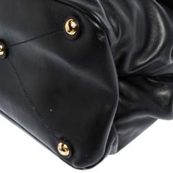 Miu Miu Black Soft Leather Push Lock Top Handle Bag