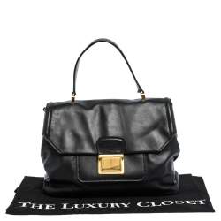 Miu Miu Black Soft Leather Push Lock Top Handle Bag