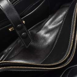 Miu Miu Black Soft Leather Push Lock Top Handle Bag