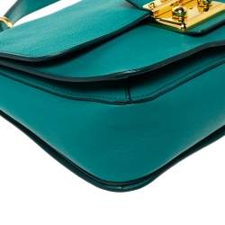 مملوكة مسبقًا Miu Miu Green Leather Madras Top Handle Bag
